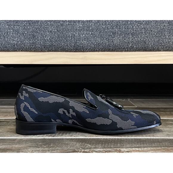 $425 NIB Mezlan Camouflage Blue Multi Leather Loafers Slip On Size 7.5 M main image 5